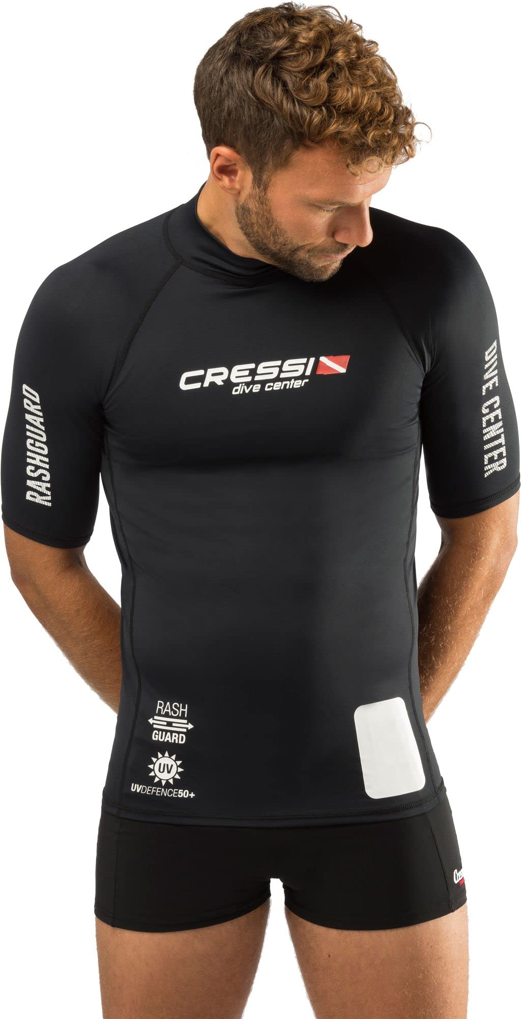 Cressi Men's Man Black Dive Center Men s Rash Guard UV Sun Protection UPF 50 Short Sleeve, Black, M 3 UK