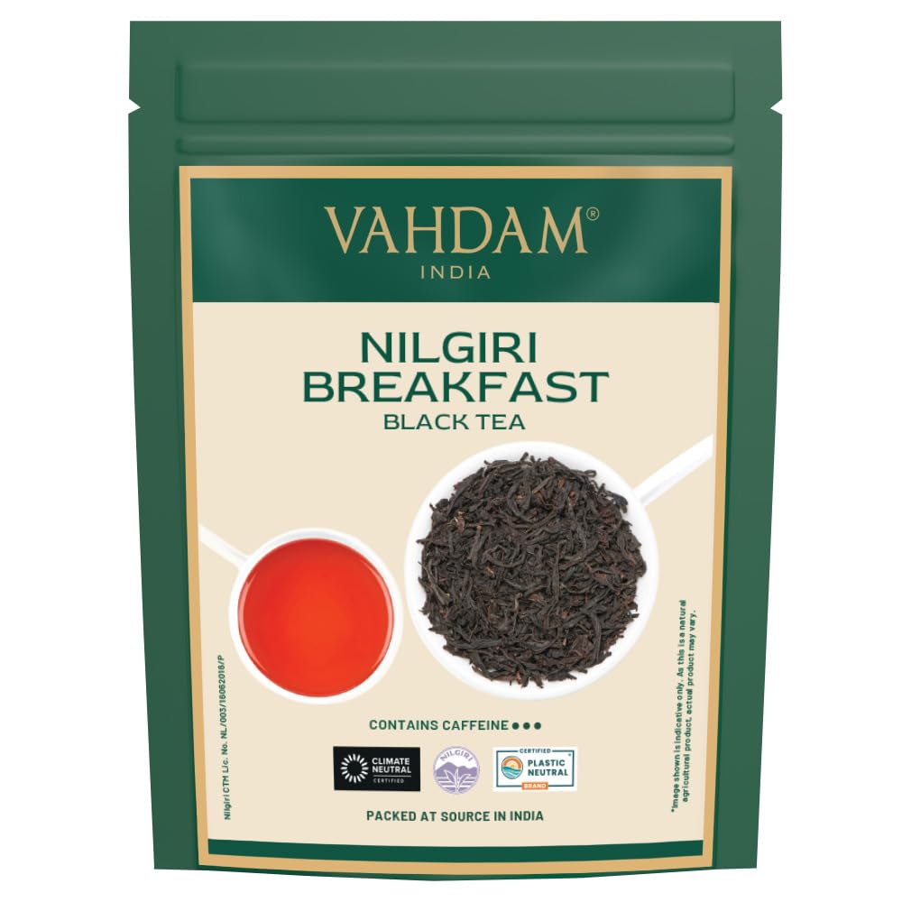 VAHDAM, Nilgiri Breakfast Black Tea 340g (170+ Cups) ROBUST & FLAVORY Loose Leaf Tea | Unblended Single Origin Black Loose Leaf Tea | Vacuum Sealed