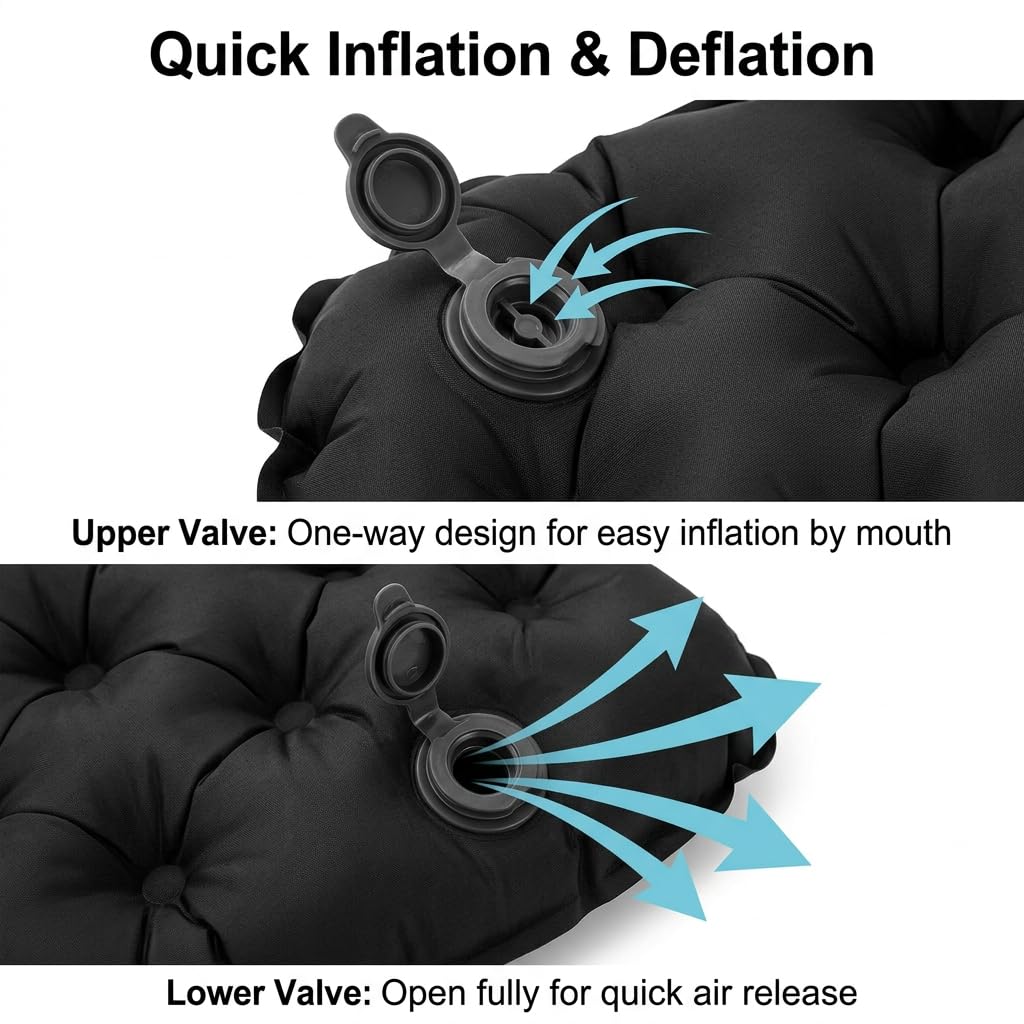 Inflatable Seat Cushion, Portable Air Seat Pad for Travel and Camping