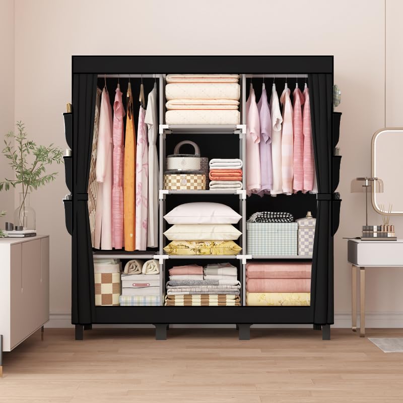lishbie Portable Fabric Wardrobe,130x45x172cm Foldable Storage Closet