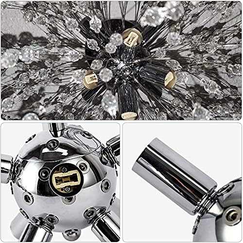 PIAOPIAO Modern Firework Chandeliers Dandelion Pendant Light, 8 Lights G9 Lamps Alloy Fixtures - with Bulb and 32 Strings Crystal, for Living Room, Bedroom, Dining, Foyer, Shop (Cold Light, Silver)