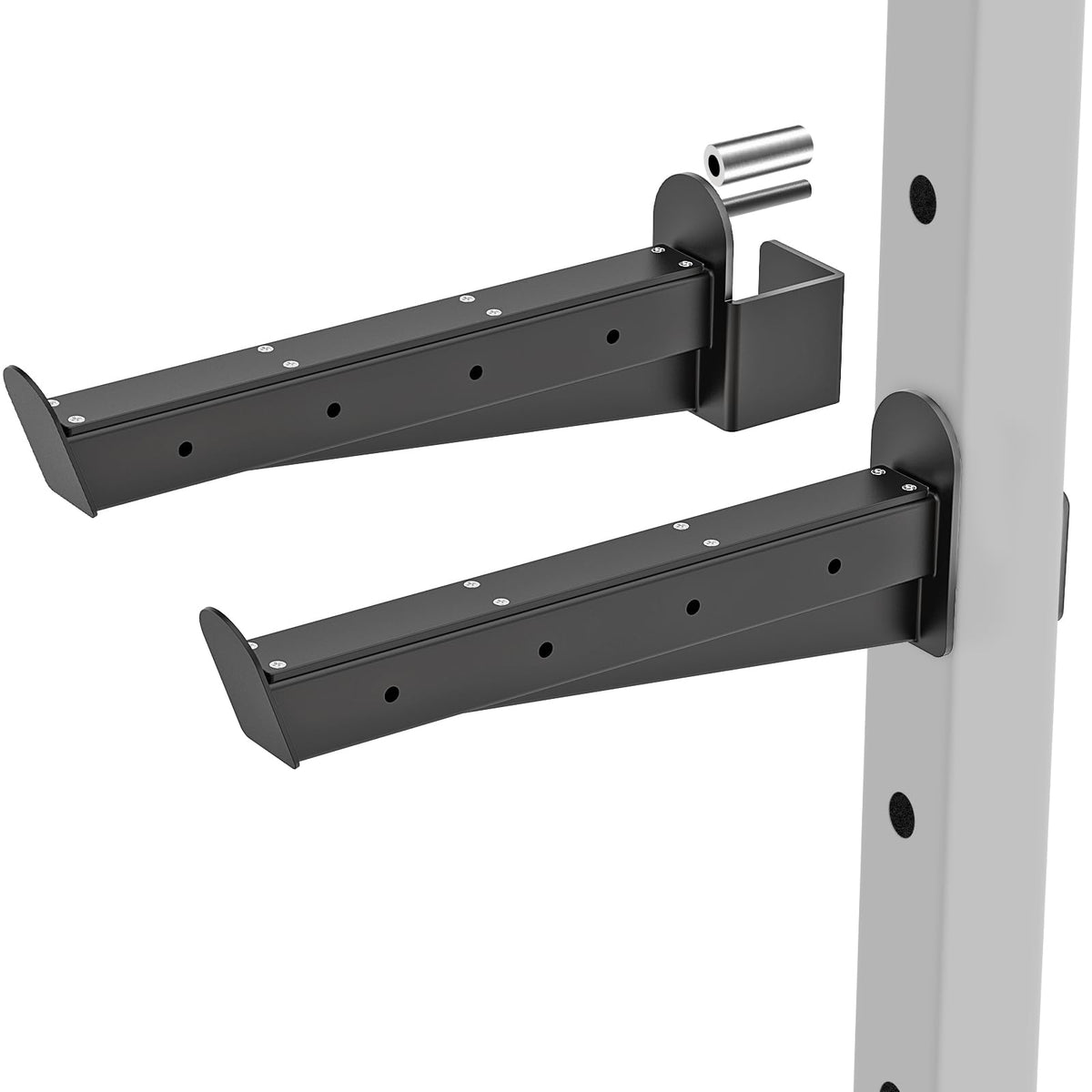 Kipika Safety Spotter Arms for 3" x 3" Power Racks with 5/8" & 1" Holes - Heavy Duty Barbell Safety Catches with Rubber Pad - Adjustable and Easy to