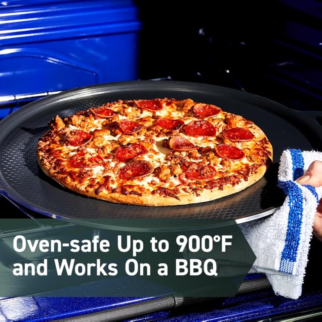 HexClad Hybrid Nonstick Pizza Steel for Pizzas and Flatbreads Up to 35 cm, Dishwasher-Friendly, Oven and BBQ-Safe Up to 480°C