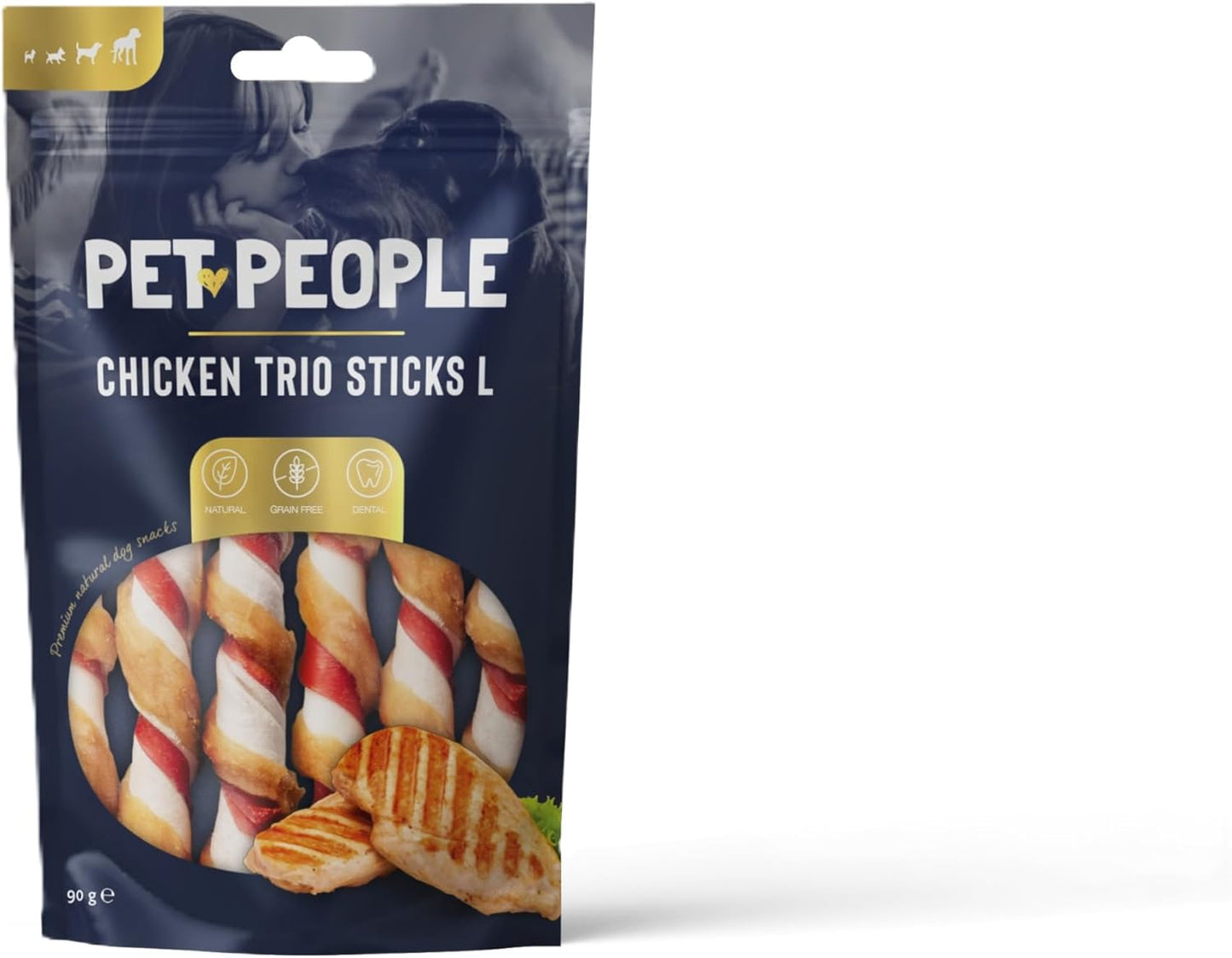 Pet People Chicken Trio Sticks L 90g, Dog Snacks 8pc, Best before 26/06/26, New