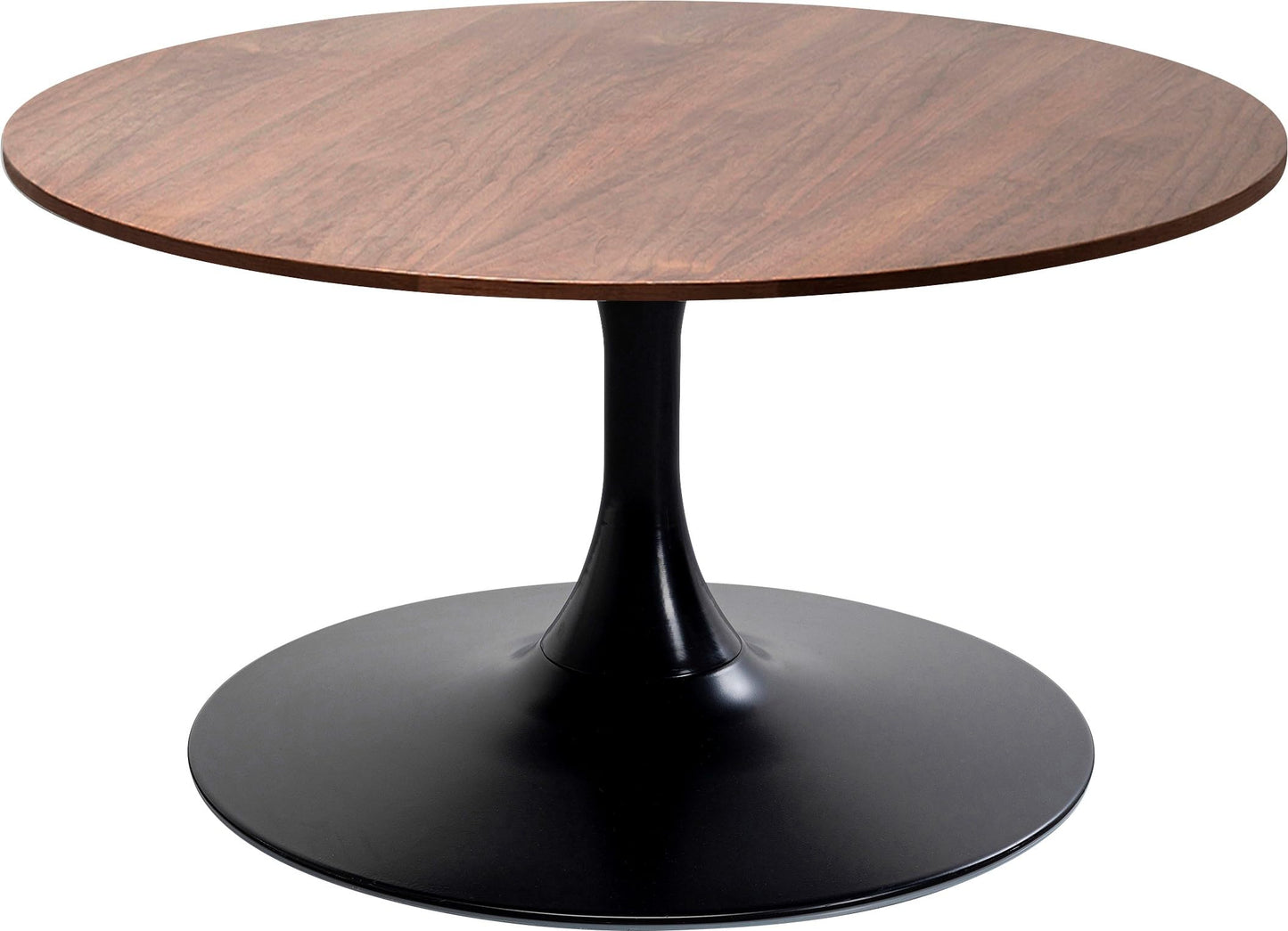 Kare Design Coffee Table Schickeria Walnut, Brown, Black, Wooden Look, Steel Base, Diameter 80cm, Modern, Round Sofa Side Table