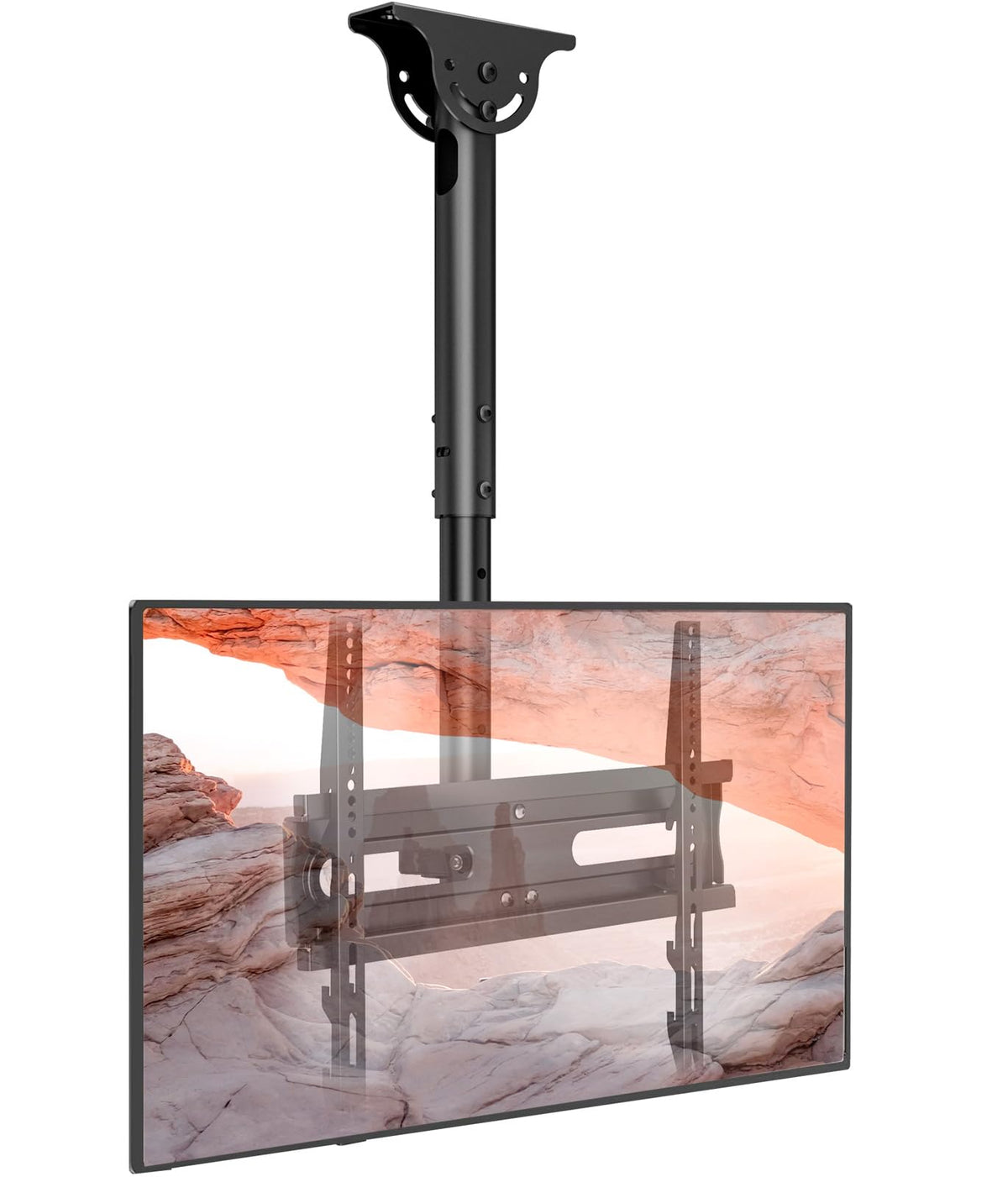 TV Ceiling Mount Adjustable Bracket Fits Most LED, LCD, OLED and Plasma Flat Screen Display 26 to 65 Inch, Maximum Load Capacity 50kg, Mounting Holes