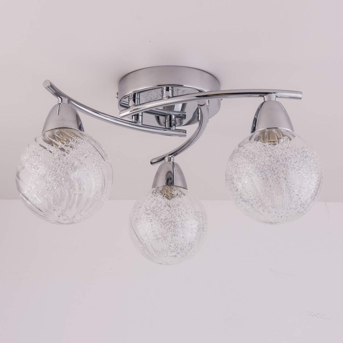AUROLITE AL1031 BOLLA 3xG9 LED Semi Flush Ceiling Light, Polished Chrome Finish, 12W, Ideal for Living Room, Bedroom, Kitchen, and Hallway, Straight,