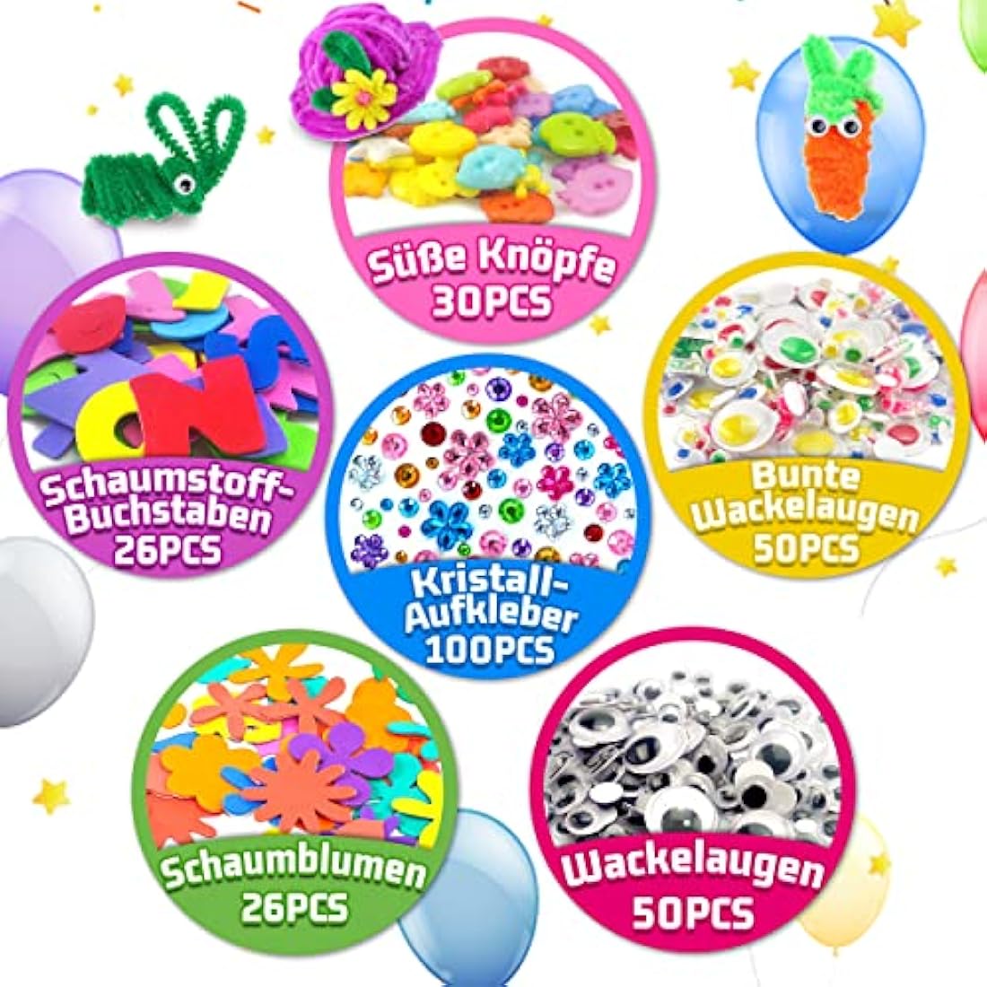 Obqo 2000+ Pcs Craft Supplies for Kids Ages 4-8, Toddler Box Includes Pipe Cleaners, Pom Poms, Buttons - All in One Supplies for Ages 4 5 6 7 8