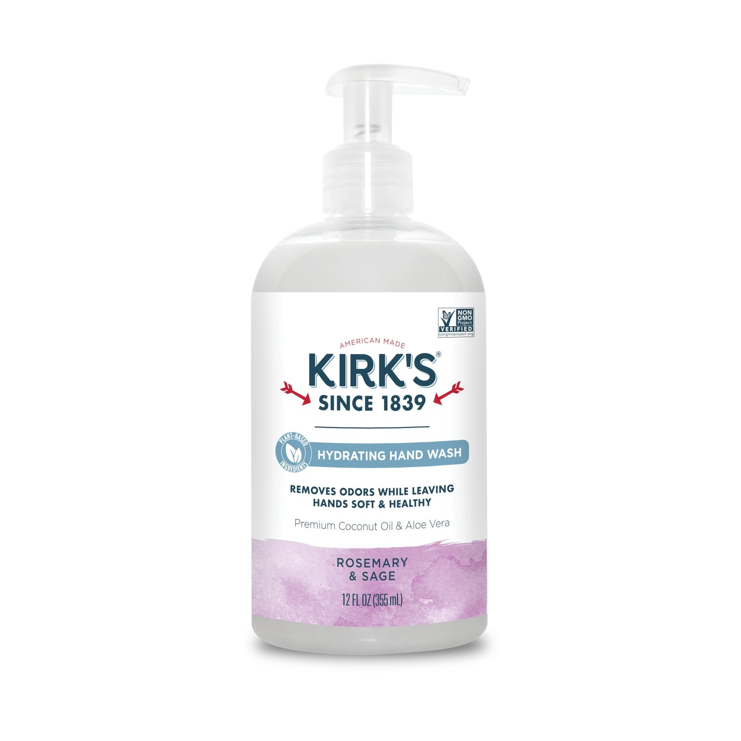 KIRKS - Odor Neutralizing Hydrating Hand Wash, Rosemary & Sage - 12 fl. oz. (355 ml)