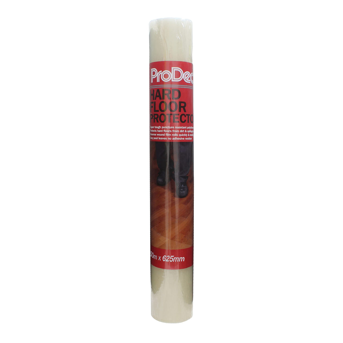 ProDec 50m Hard Floor Protector Film - Waterproof Self Adhesive Hardfloor Protector Roll, Protects Against Dust, Dirt, Paint, Paste, Spills - Hard
