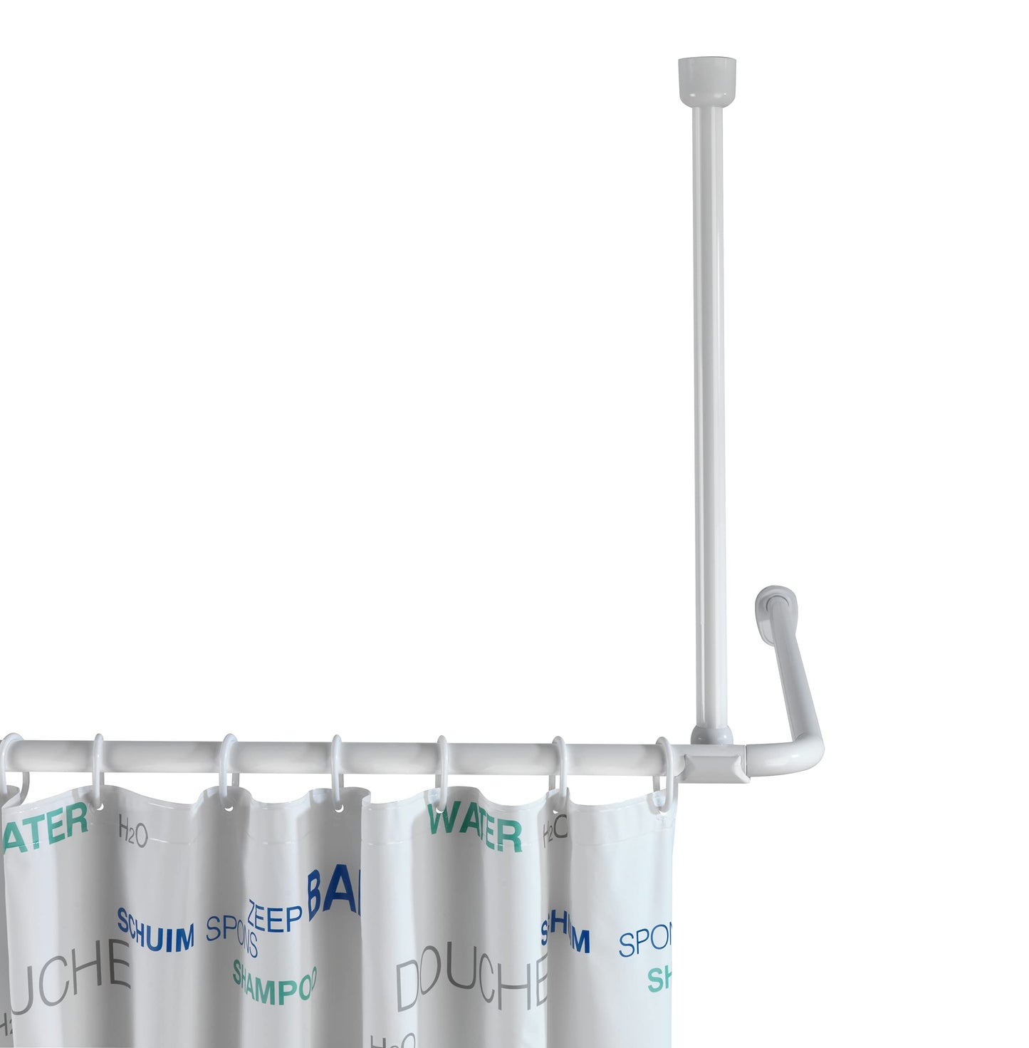 Wenko 19213100 Ceiling support for telescopic shower rail 57 cm length, Metal Aluminium, White