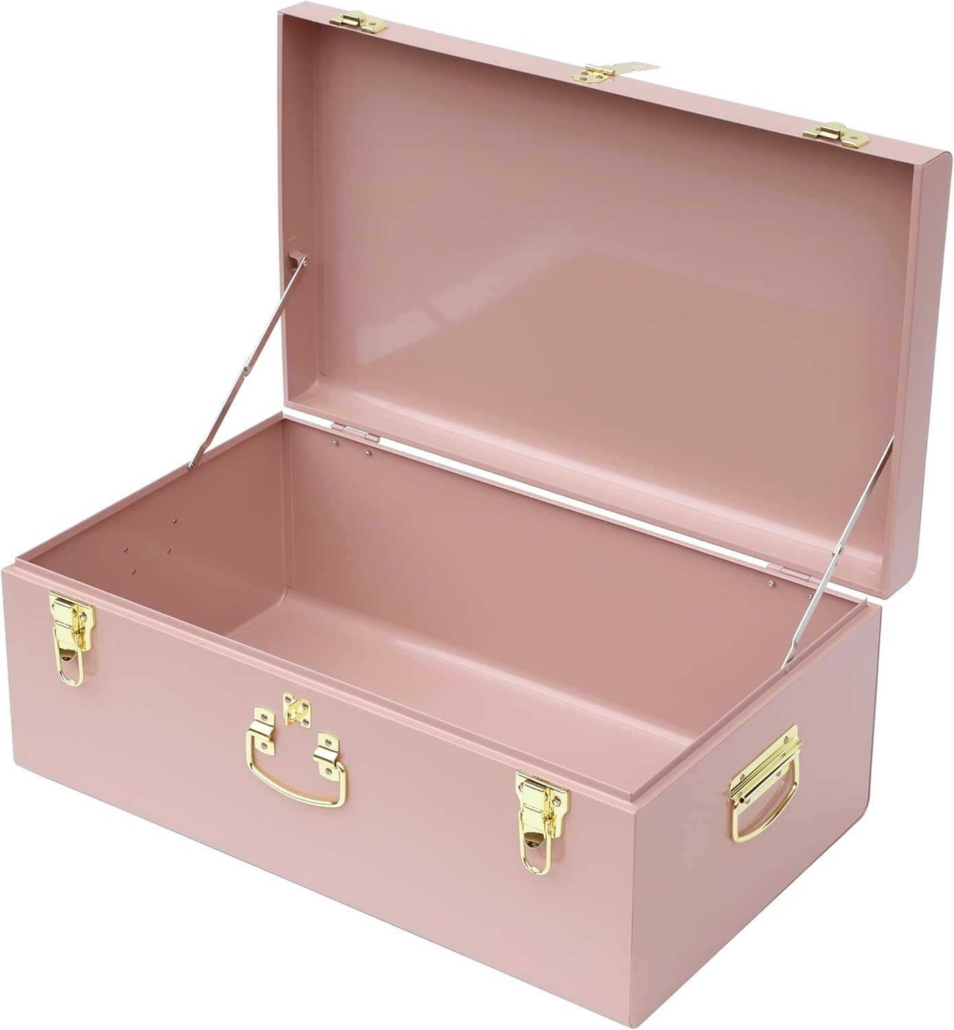 HofferRuffer Metal Storage Trunk with Lockable Lid & Handles, 52.1 × 26.2 × 20.1 Heavy Duty Storage Chest for Bedroom, Living Room, Bedding