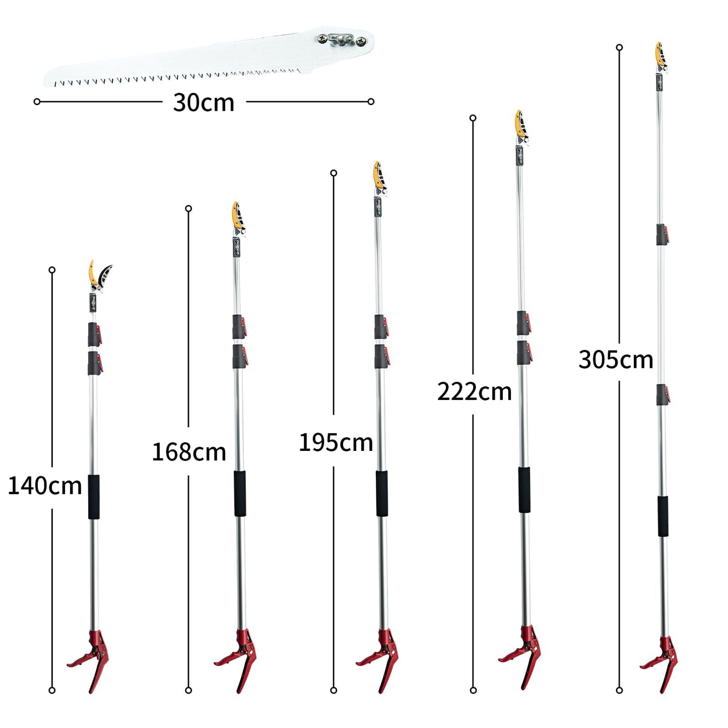 FLORA GUARD 1.4-3m Extendable Long Reach Pruner - Long Reach Pole Saw, Telescopic Fruit Picker, Long Reach Telescopic Tree Pruner - Lightweight Tree