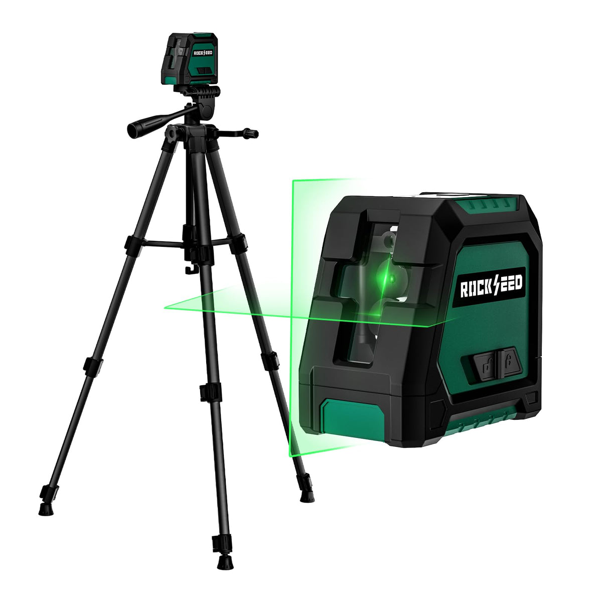 RockSeed Dual Modules Laser Level with 1.2m Tripod, Self Leveling Line Level, Horizontal and 150? Vertical Green Beam, 2 AA Batteries, Carrying Bag,