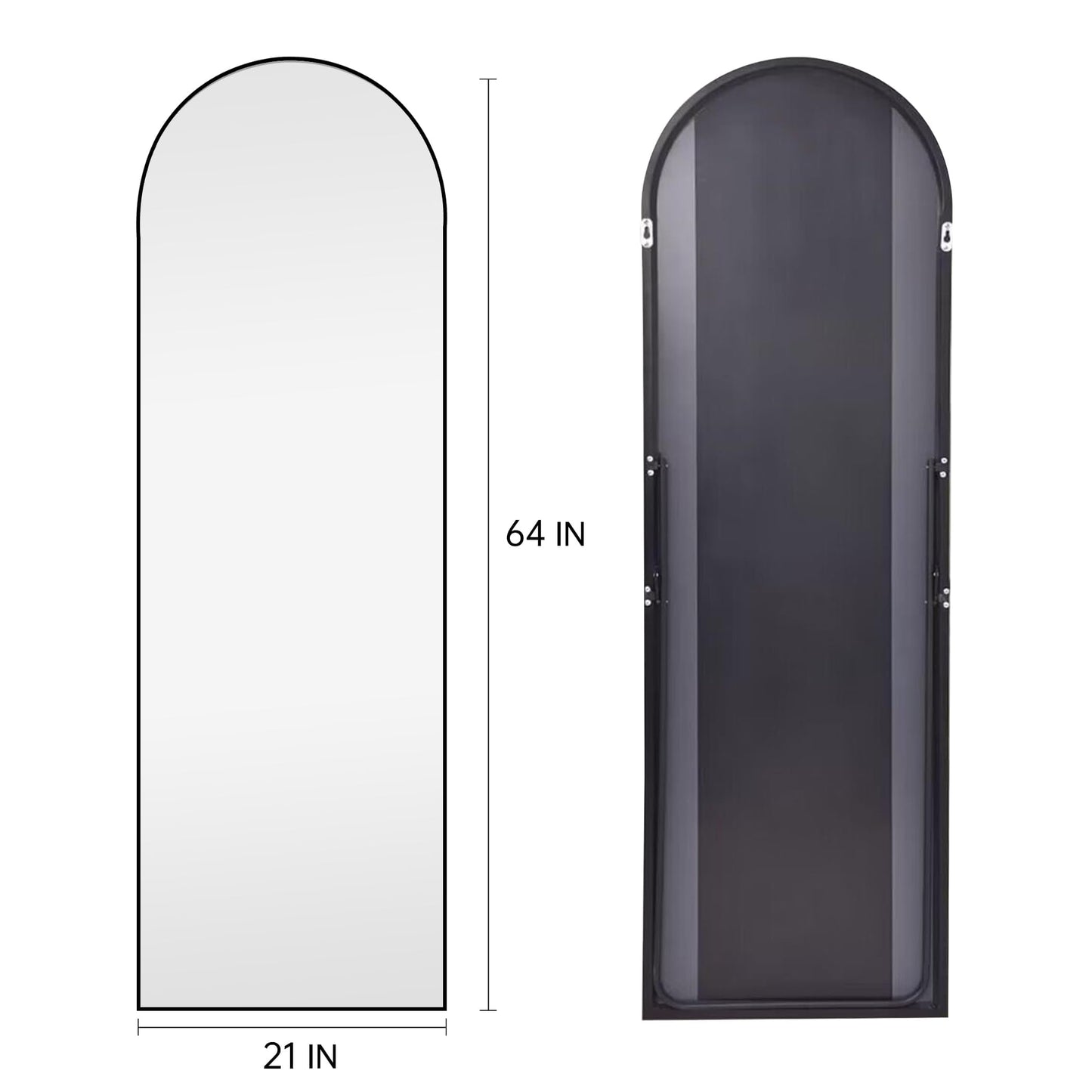 KOCUUY Arched Full Length Mirror, 161 x 52 cm Wall Mirrors, Standing or Leaning Full Body Mirror with Aluminum Alloy Frame, Suitable for Bedrooms,