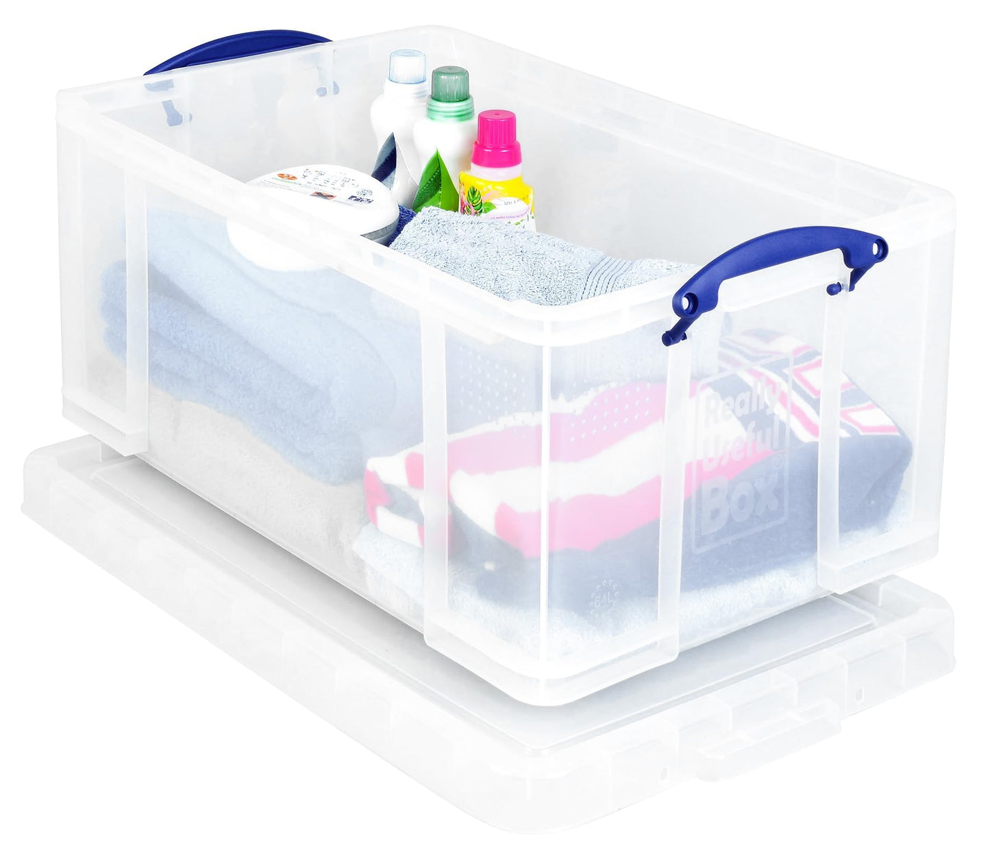 Really Useful Box Plastic Storage 64 Litre Clear (Pack of 2)
