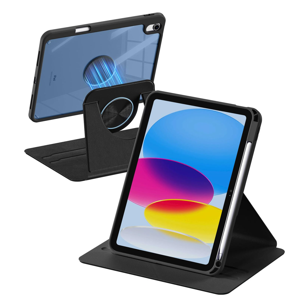 drivego 360 Rotating Case for iPad (A16) 11th Generation 11 Inch 2025/10th Generation 10.9 Inch 2022, Magnetic Detachable Cover with Pencil Holder for