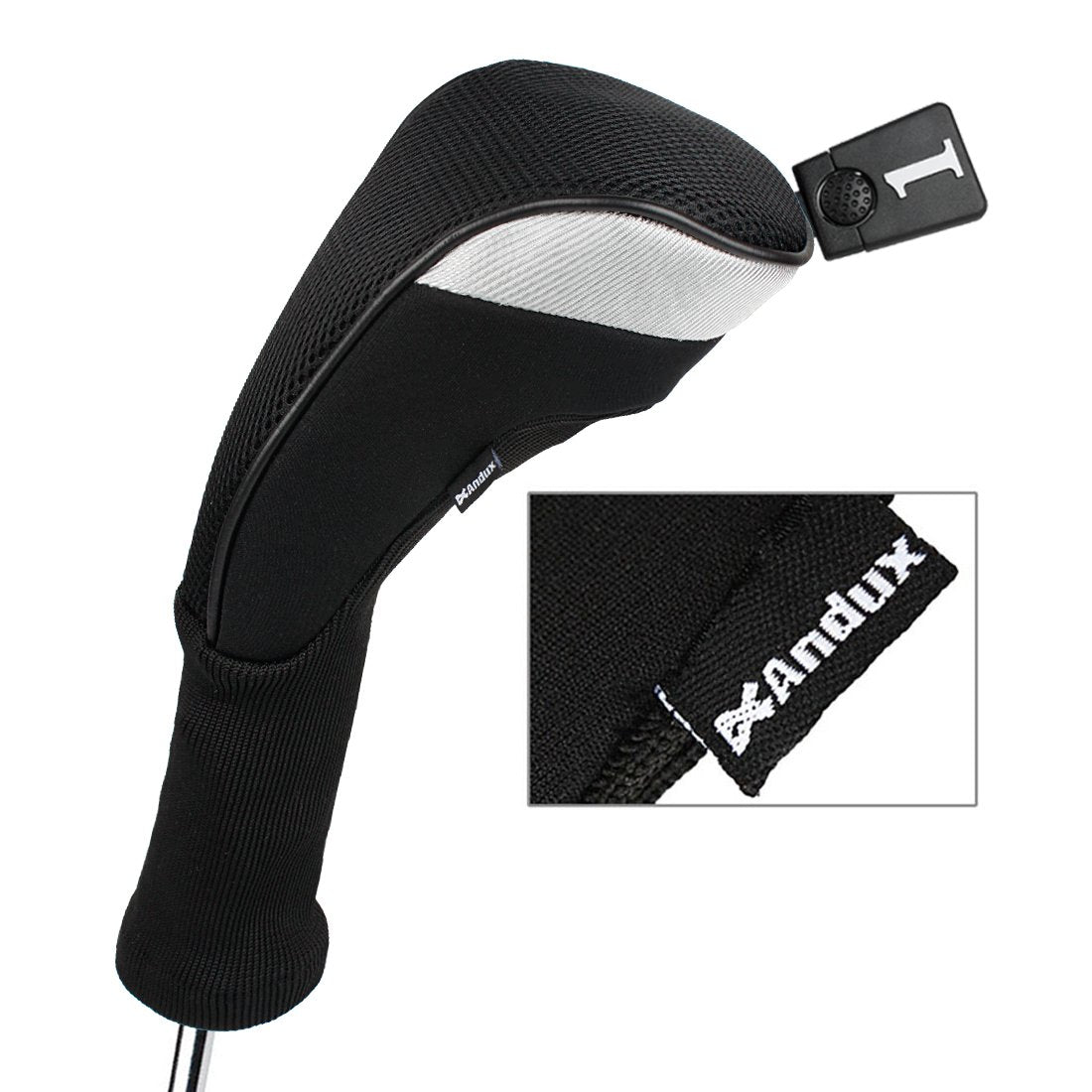 Andux 4pcs/Set Golf Wood Club Head Covers 460cc Driver with Long Neck Black