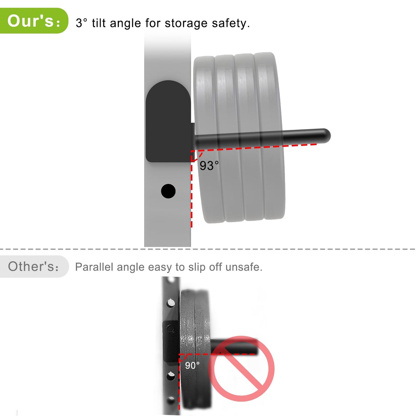 Kipika 3x3 Power Rack Weight Plate Holders - Heavy-Duty Steel, Supports Up to 300 lbs. Each - Universally Fits 3x3 Racks with 1" or 5/8" Holes -