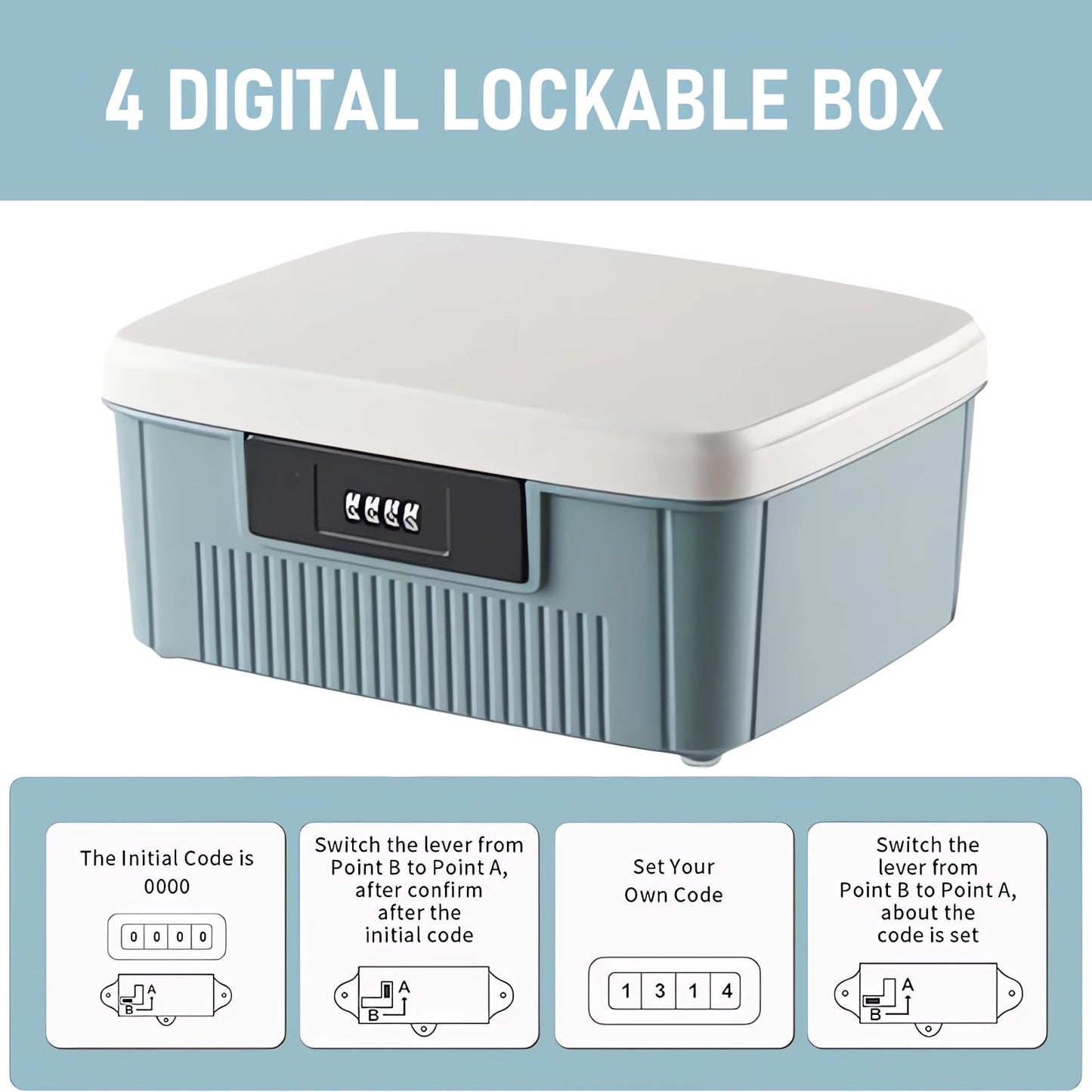Chiziyixin 2 Layer Medicine Storage Box,Medication Lock Box with 4 Digital Code,Portable Handle,Removable Tray,Lockable Medical Storage Organiser for