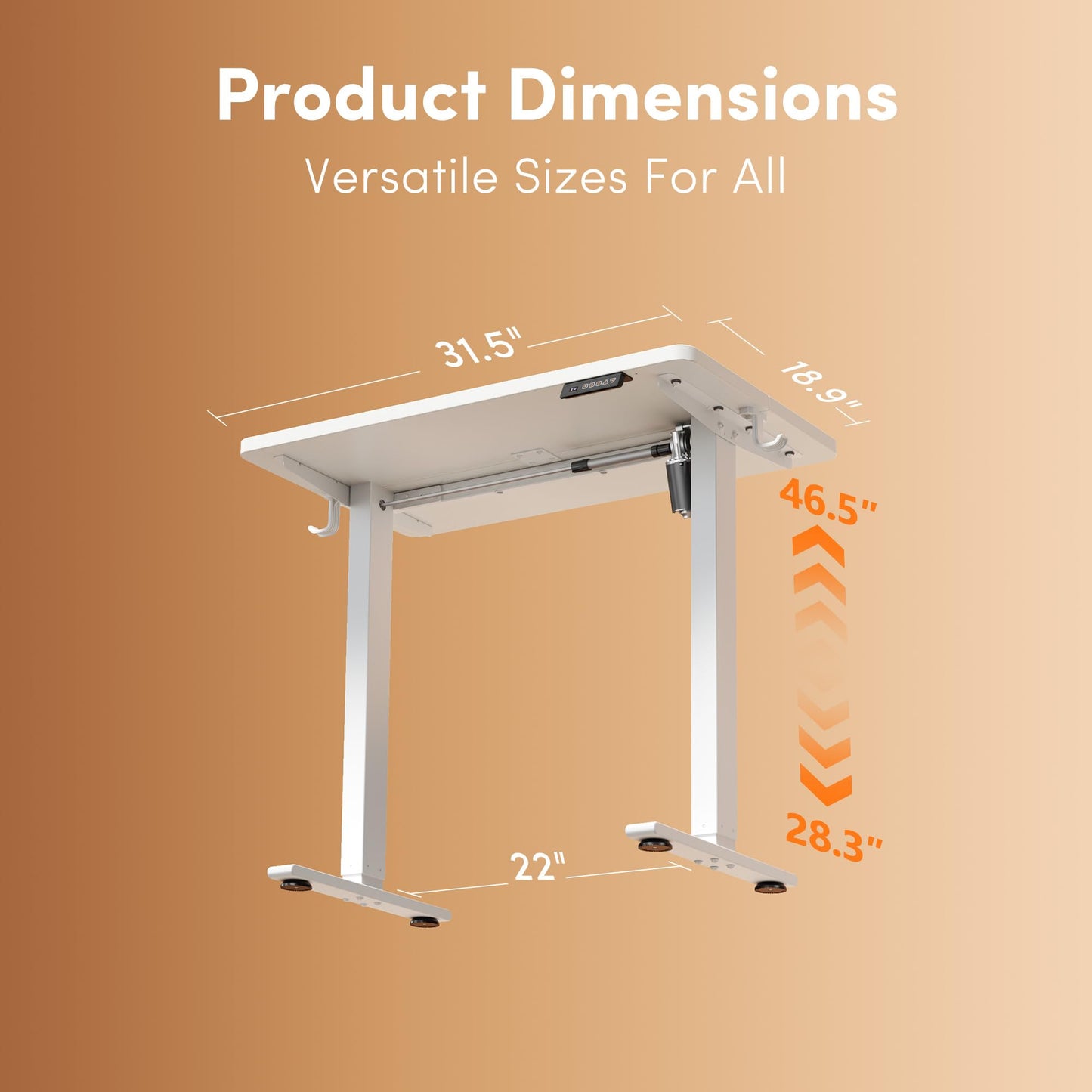 FEZIBO Electric Standing Desk 80 x 48 cm, Height Adjustable Computer Desk with Memory Presets, Sit Stand Home Office Desk, White Frame with White Top