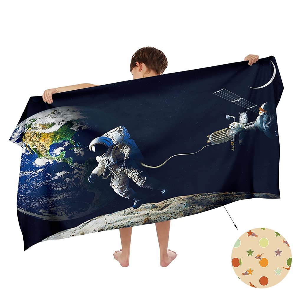 Ulticool Microfibre Children's Towel 140 x 70 cm - Astronaut Rocket Dinosaur - Lightweight Travel Towel Quick-Drying Bath Towel Beach Towel Microfibre
