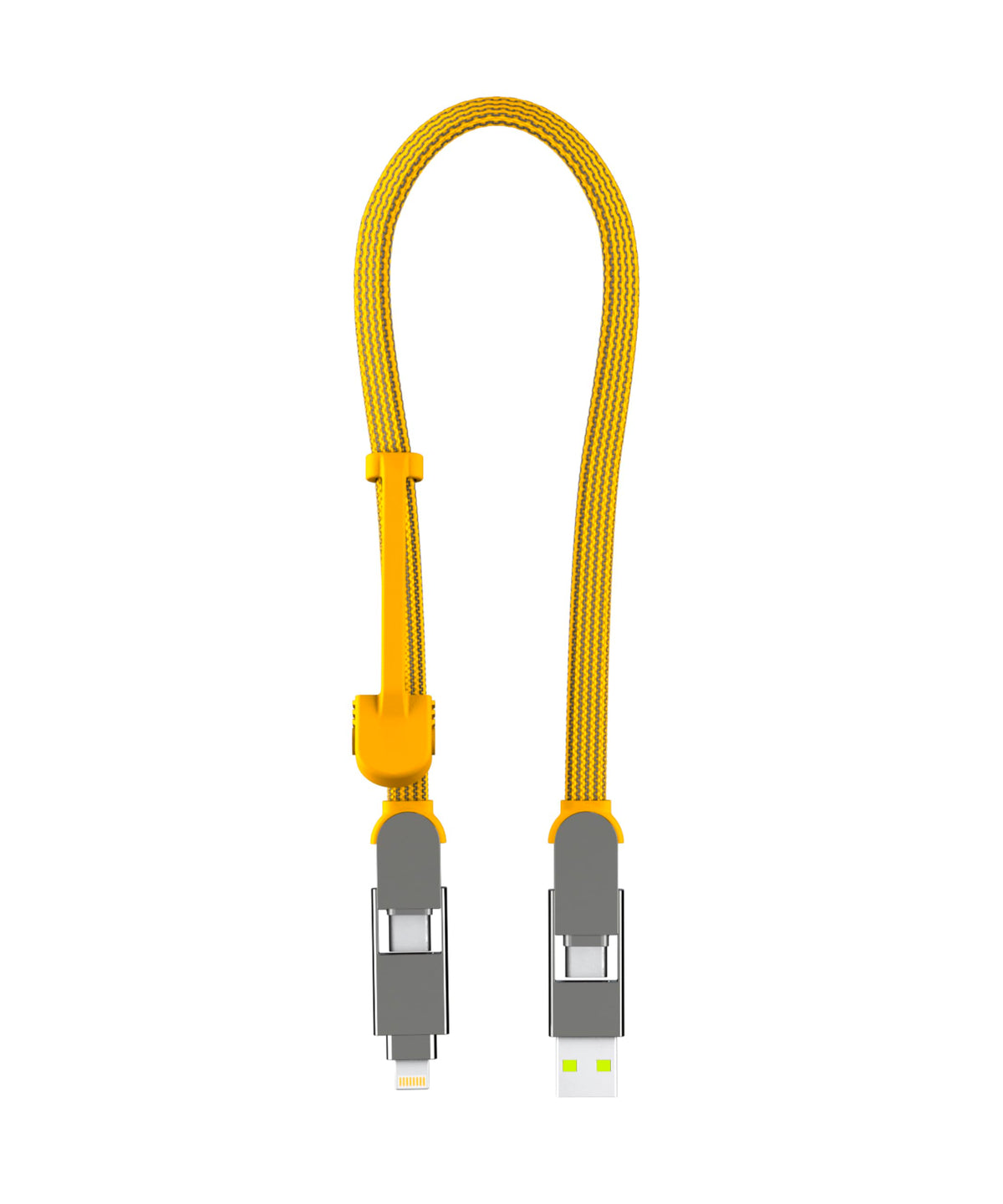 Rolling Square inCharge XL 30cm - USB C Charger Cable, Lightning Cable for Smartphone, Universal Cable Charger 6 in 1, USB Plug, Yellow, 100W