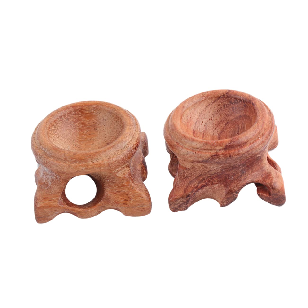 HOMSFOU 2 pcs Crystal Ball Stand Solid Wood Crystal Sphere Holder Glass Ball Base Display Stand for Home Hotel Store and Mall Vintage Round Holder