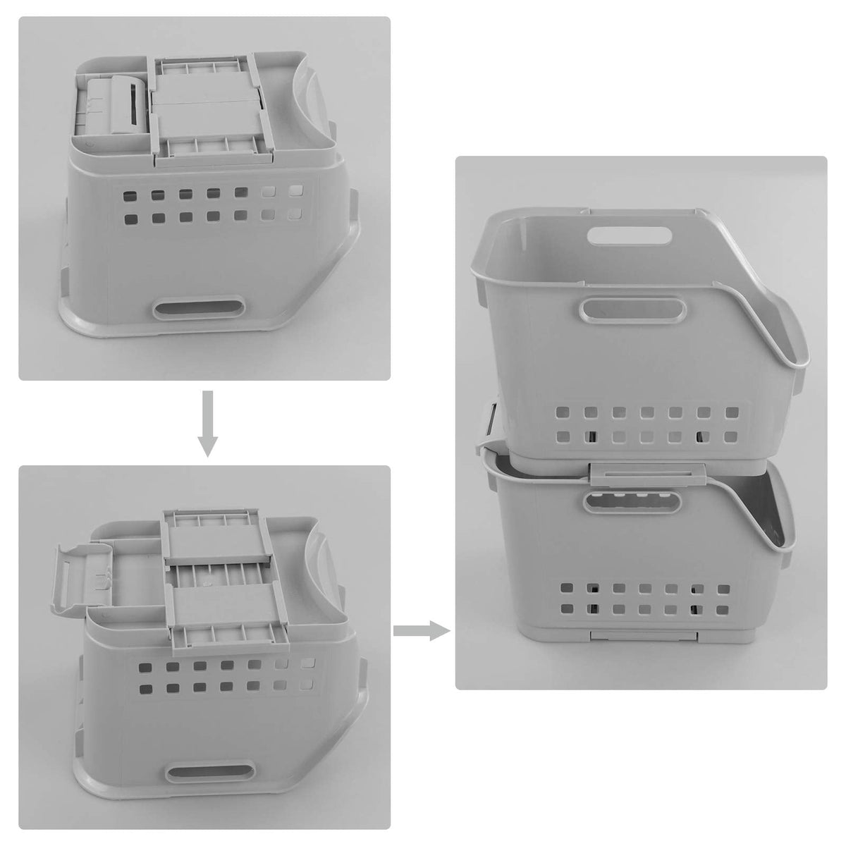 Asking Gray Stackable Storage Basket, 3-Tier Multi-Purpose Stacking Wire Organizer Kitchen Baskets Rack