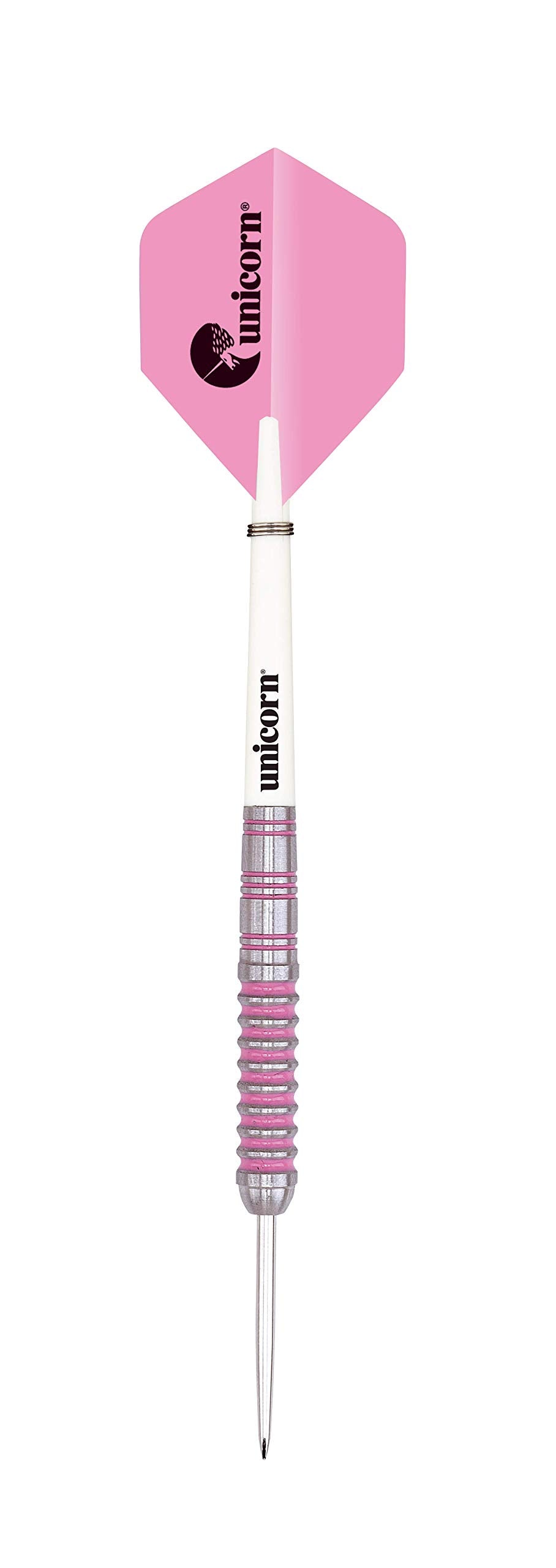 Unicorn Steel Tip Darts Set | Autograph Series Style 1 | 80% Natural Tungsten Barrels with Pink Accents | 22 g