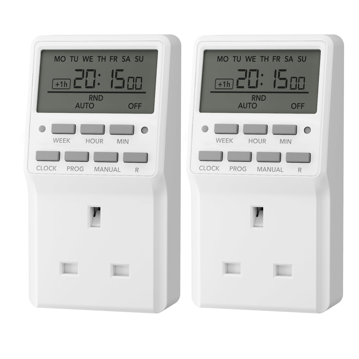 HBN 7 Day Digital Timer with Countdown Setting,Heavy Duty Electrical Socket Plug,20 ON/Off Weekly Settings for Lamp Light,24 Hours Programmable Outlet