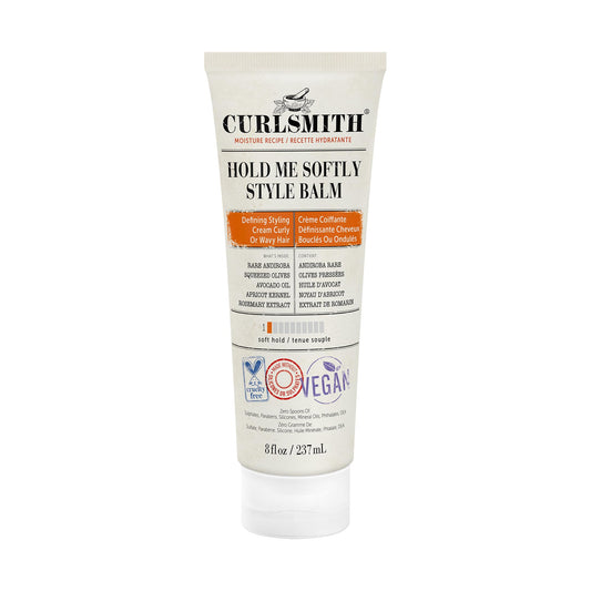 Curlsmith - Hold Me Softly Style Balm - Vegan Soft Hold Styling Cream for Wavy and Curly Hair, Natural Look (237ml)