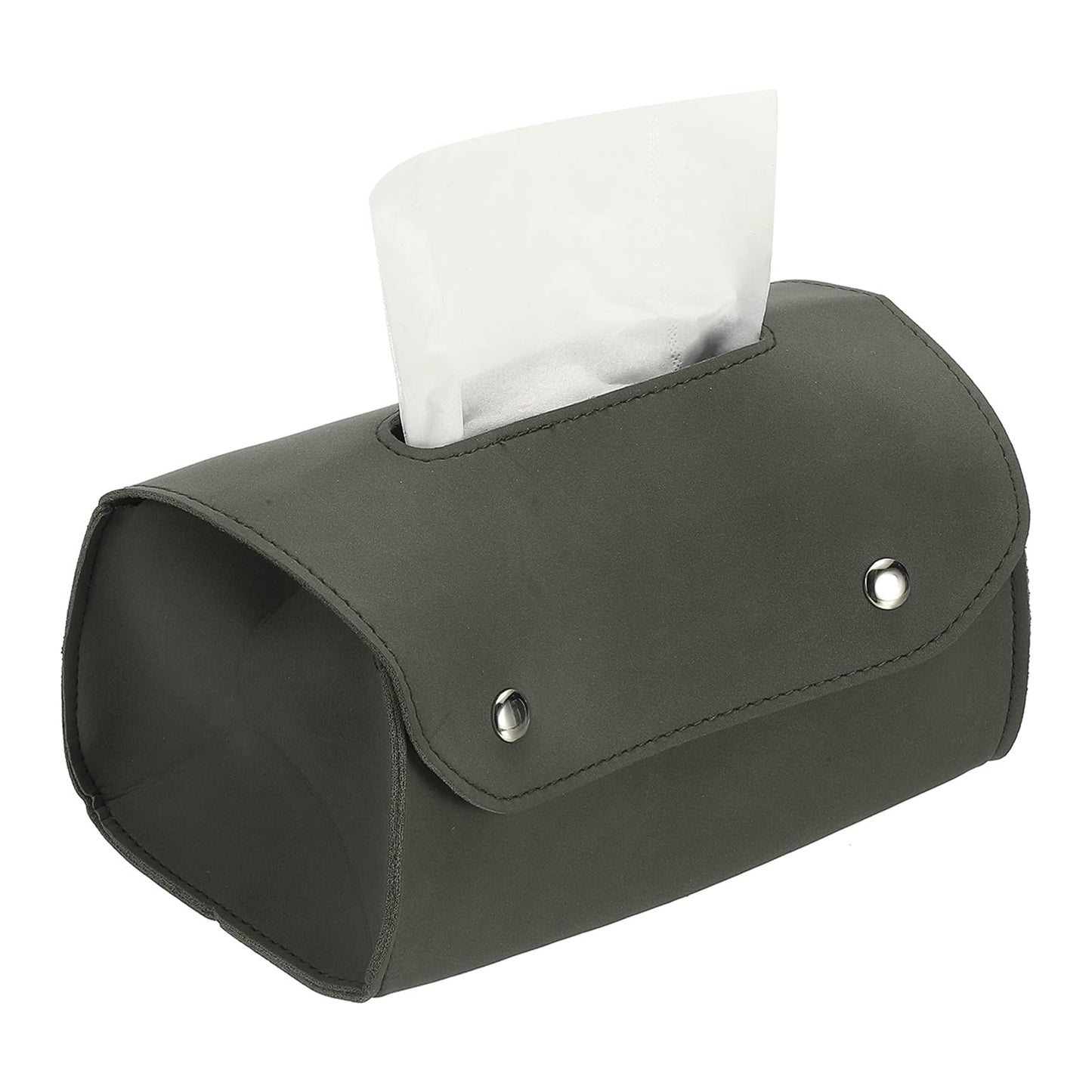 sourcing map Faux Leather Tissue Box Cover, Rectangular PU Tissue Box Cover with Button Tissue Holder Bag for Home/Bathroom/Car/Office Decor(Gray, 7 x