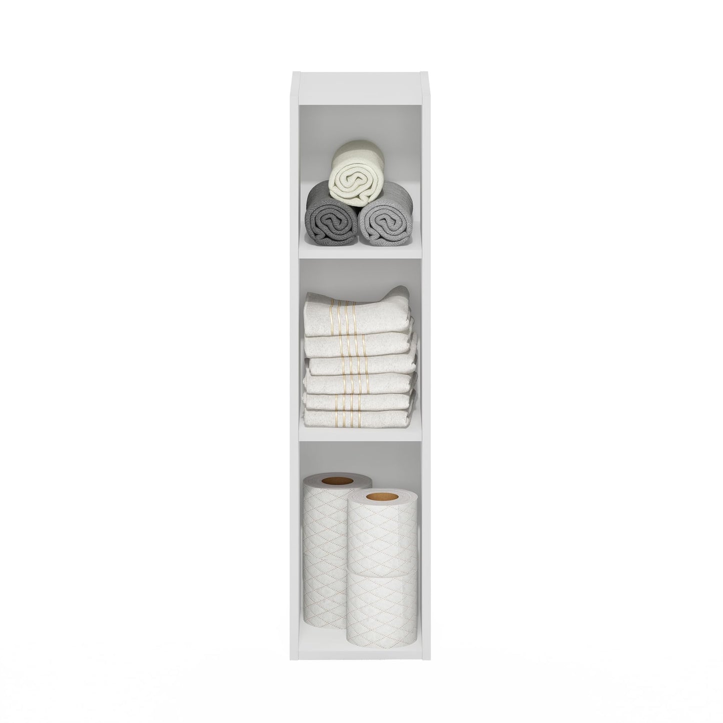 Furinno FULDA Book Shelf, 3-Tier Narrow Bookshelf, Bookcase with 8-In Width Storage Shelf, 9.3 x 7.9 x 31.5, for Living Room, Bedroom, Home Office