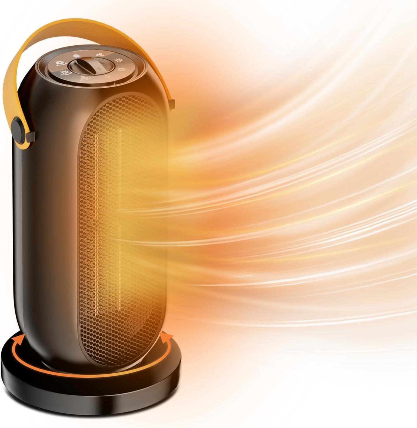 Portable Space Heater, Electric Heater Fan, Energy Efficient Electric Heaters, 600/1200W PTC Ceramic Heater with Tip-Over&Overheat Protection,