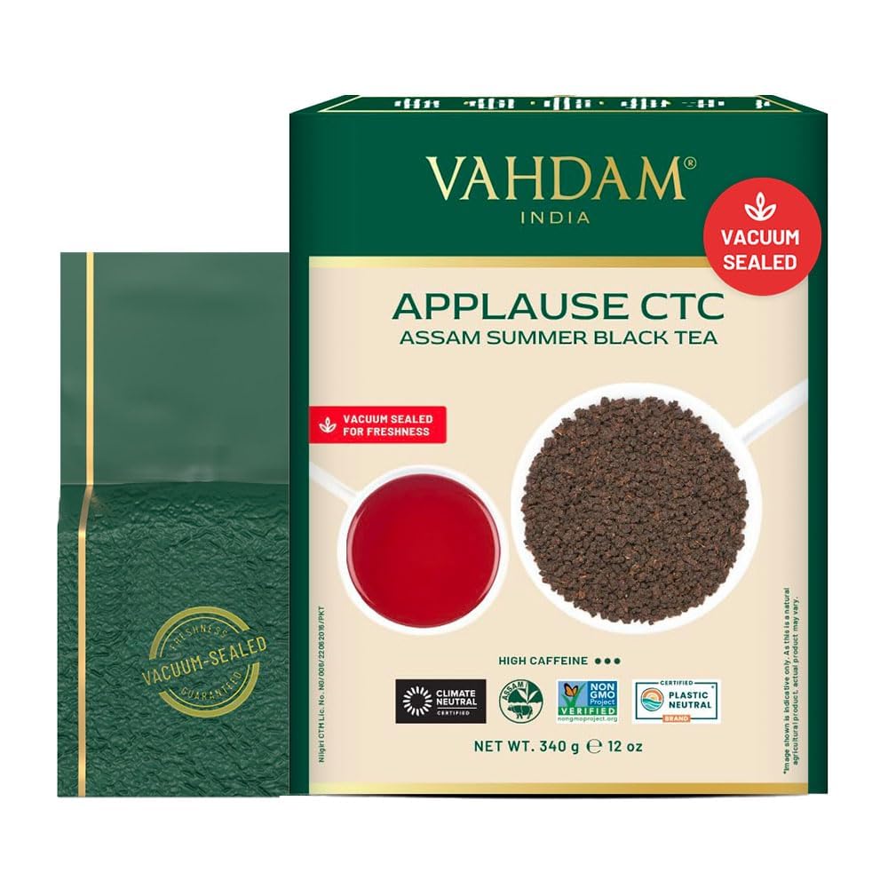 VAHDAM Assam CTC Black Tea Loose Leaf 340g (170+ Cups) - STRONG, BOLD & RICH Pure Assam Chai Tea | Vacuum Sealed