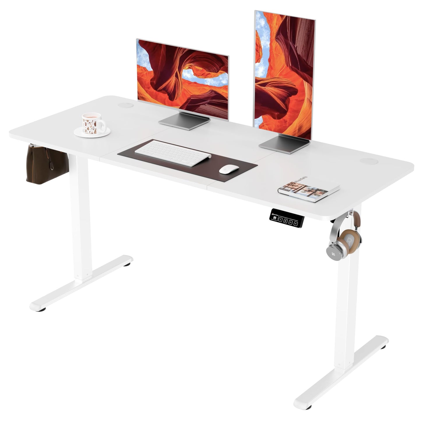 ERGOMAKER Electric Standing Desk 140x60cm, 2 Memory Presets, White