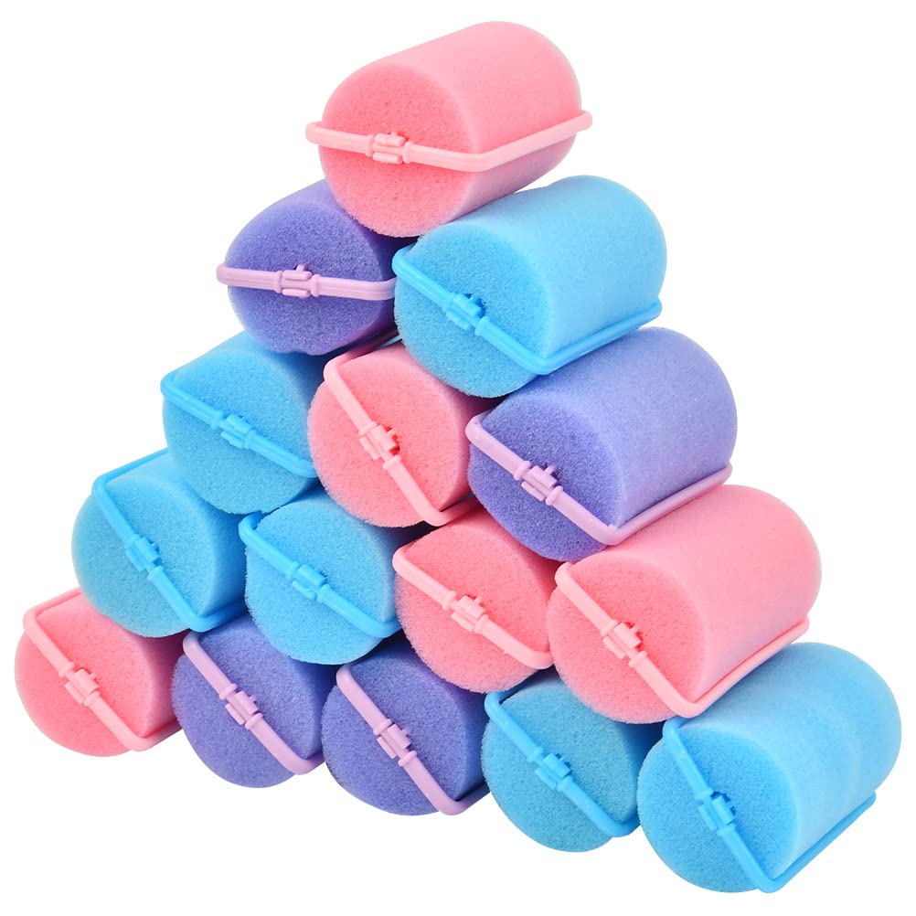 CENBEN 36 Pcs Large Foam Sponge Hair Rollers,4cm No Heat Hair Curlers, Flexible Hair Styling Sponge Curlers Soft Sleeping Hair Curlers for Women and