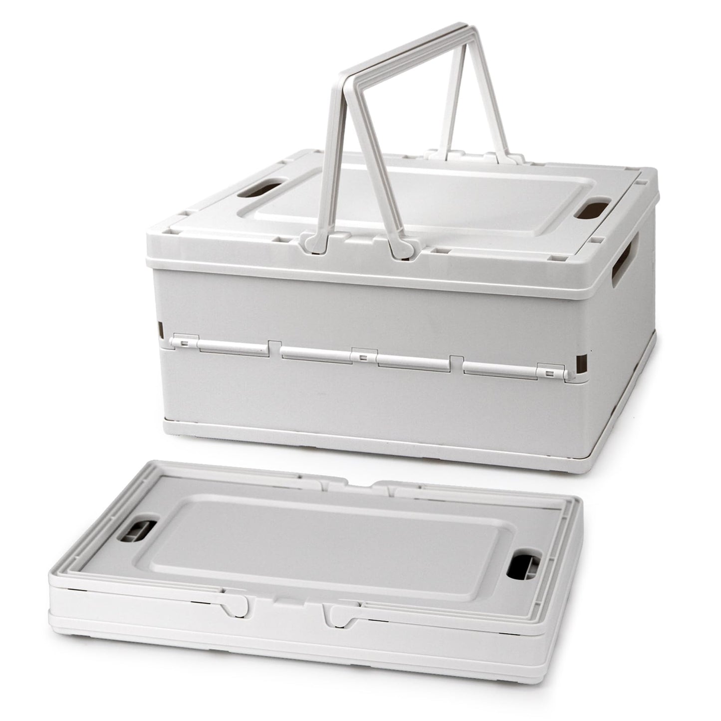 Vivikivi Collapsible Storage Crate,Plastic Storage Box, White-2 Pack