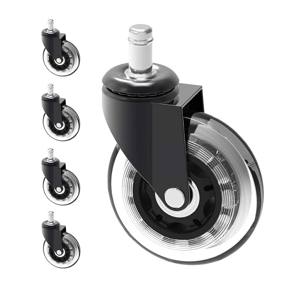 Hsthe Sea 5 Pcs Rollerblade Style Rubber Replacement Wheels, Caster Wheels Replacement, Office Chair Caster Wheels