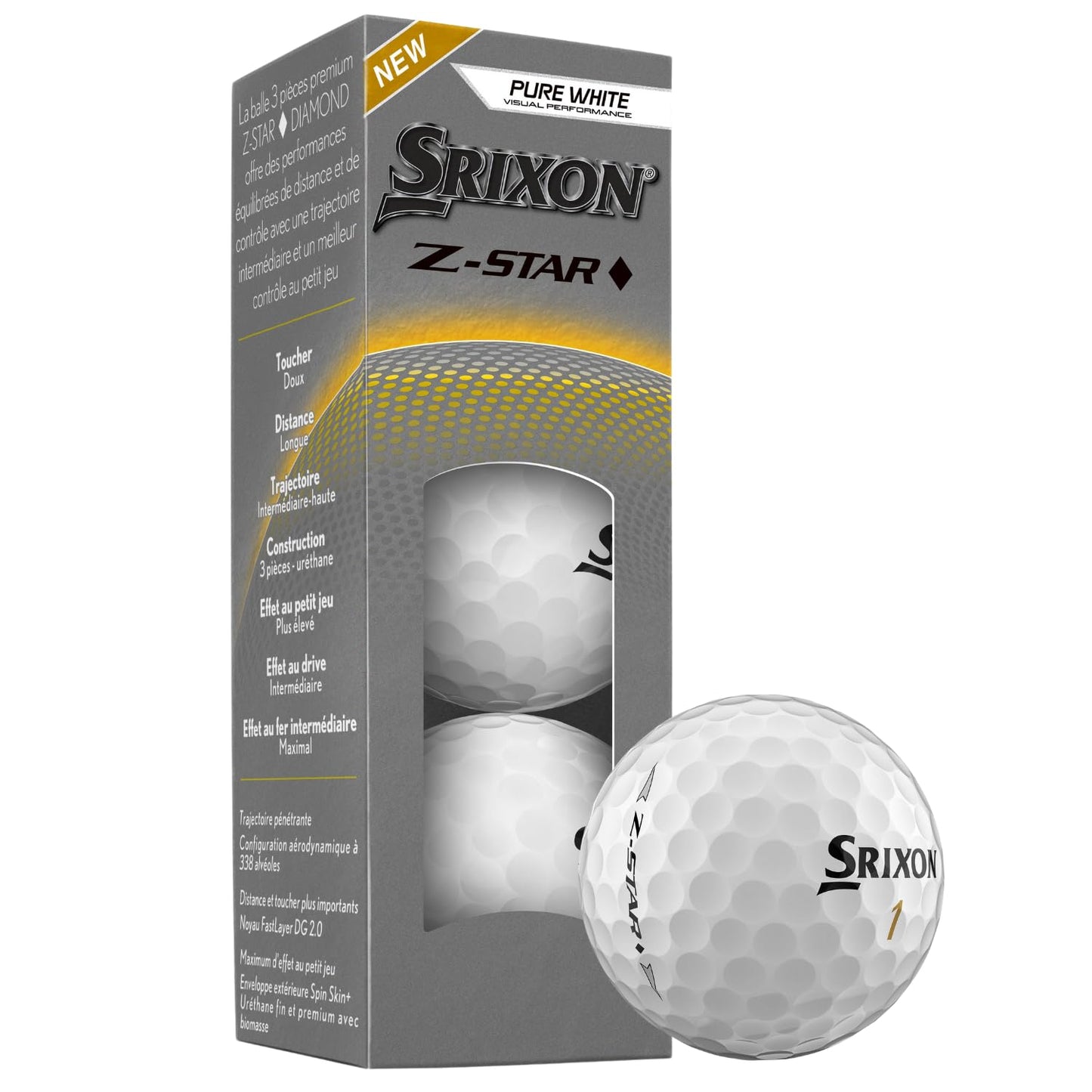 Srixon Z-STAR DIAMOND 3 - High Performance Golf Ball | Maximum Distance & Reduced Spin | FastLayer DG Core 2.0 | Spin Skin+ Cover | Exceptional