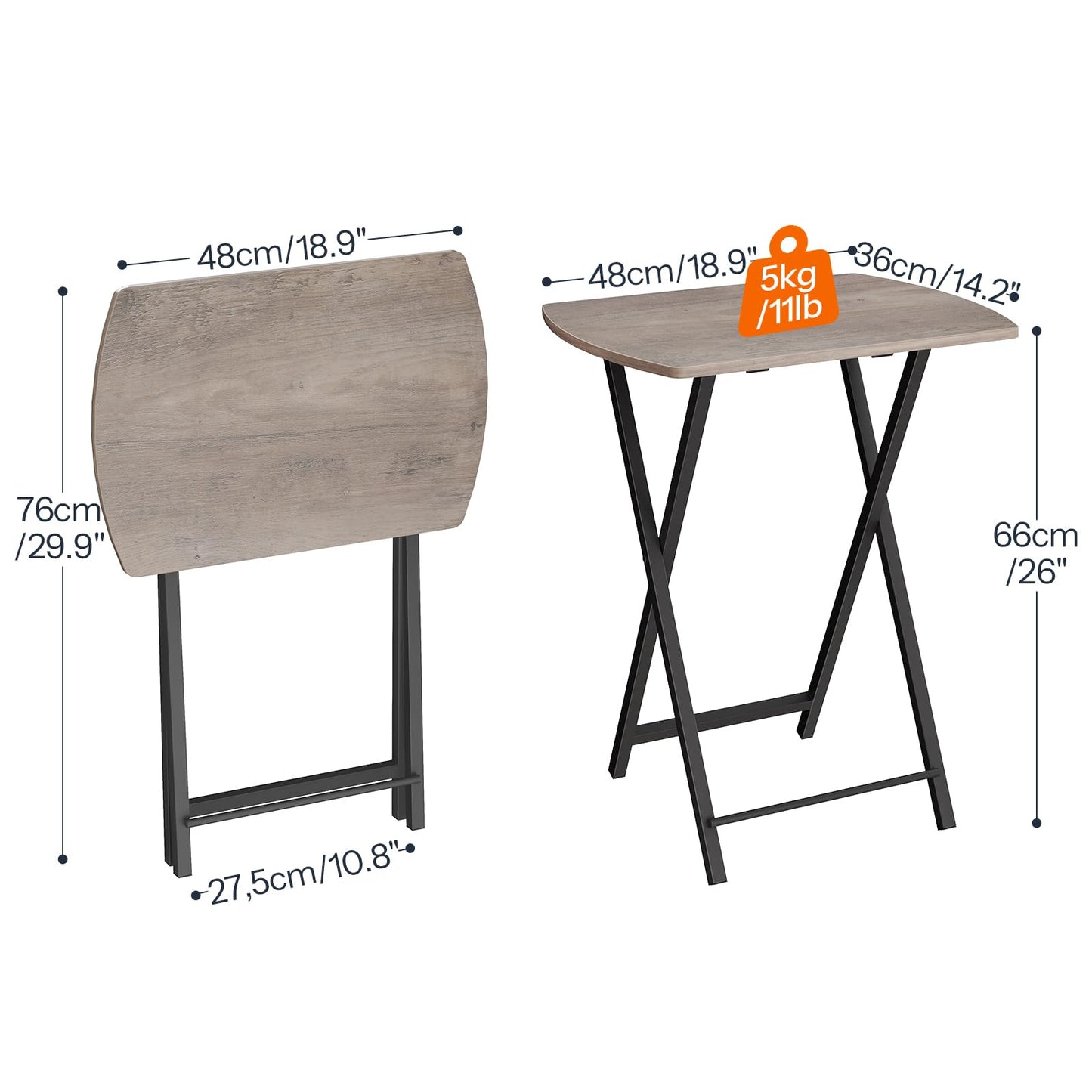 HOOBRO Side Table, Folding Tray Table, Snack Dinner Table for Eating at Couch, Sofa End Table for Small Space, Living Room, Industrial, Easy Storage