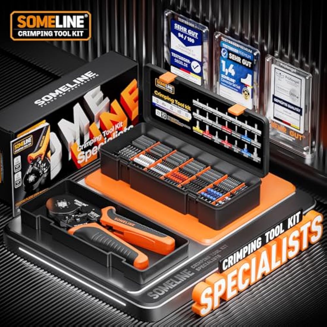 SOMELINE Crimping Tools Set with 21 Types of Ferrules - Hexagonal Ferrule Pliers 0.25-10mm²(AWG 24-8) I Electricians Tools, Crimper, Crimping Pliers, Wire Crimping Tool, Crimping Tool