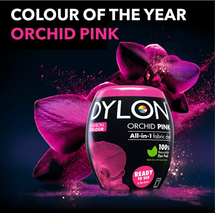 DYLON New, Colour of the Year, Washing Machine Fabric Dye Pod for Clothes & Soft Furnishings - Orchid Pink - Pack of 3