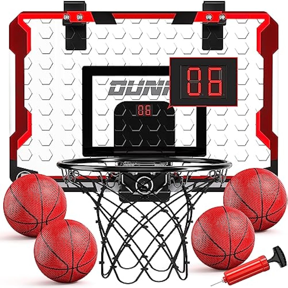 TEMI Basketball Hoop Indoor With 4 Balls, Over The Door for Kids and Adults, Toy Gift for Boys Girls Age 3-12 Years