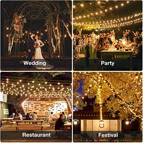 GPATIO 150FT Garden Lights Mains Powered, 75+2 Pcs Warm White Plastic Light Bulbs Festoon Lights, G40 Outdoor String Lights Waterproof for Party, Wedding, Holiday Decoration etc.
