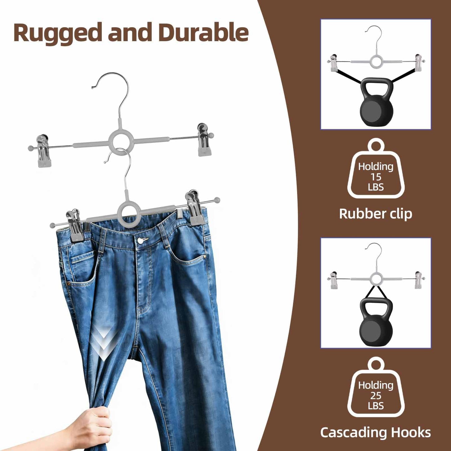 Trouser Hangers with Clips,10Pack 30cm Adjustable Heavy Duty Metal Coat Hangers,Space Saving Skirt Hangers for Women,Non-Slip Shorts Jeans Pants