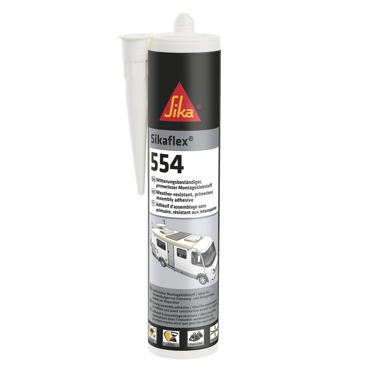 Sika Mounting Adhesive ? Sikaflex-554 White ? Ideal for Large Components and High Dynamic Load ? Ageing and Weather Resistant ? 300 ml