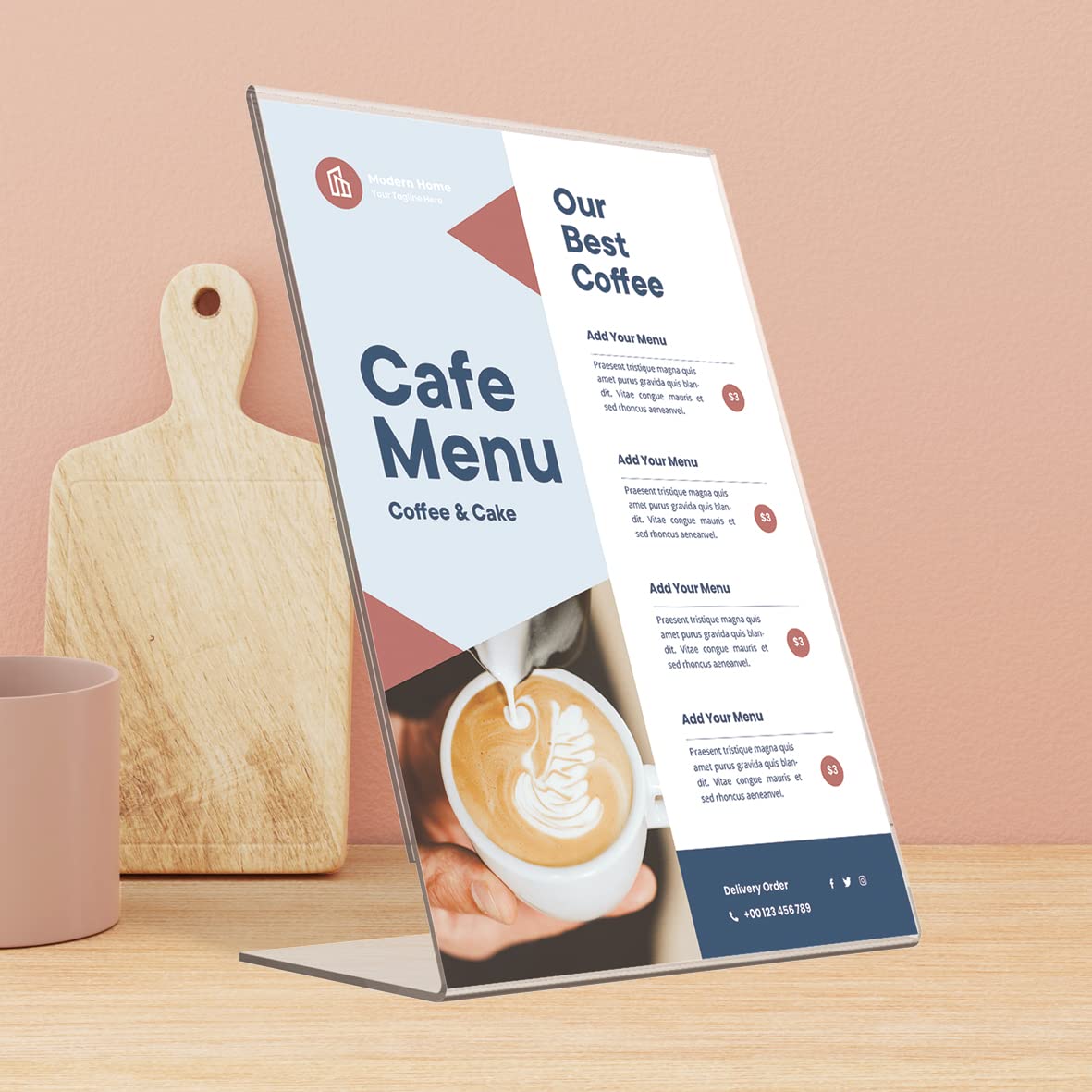 Europel Sign Holder, L-Standard, A5 Size, Portrait – Clear Acrylic Poster, Menu & Leaflet Display Holder for Restaurants, Hotels