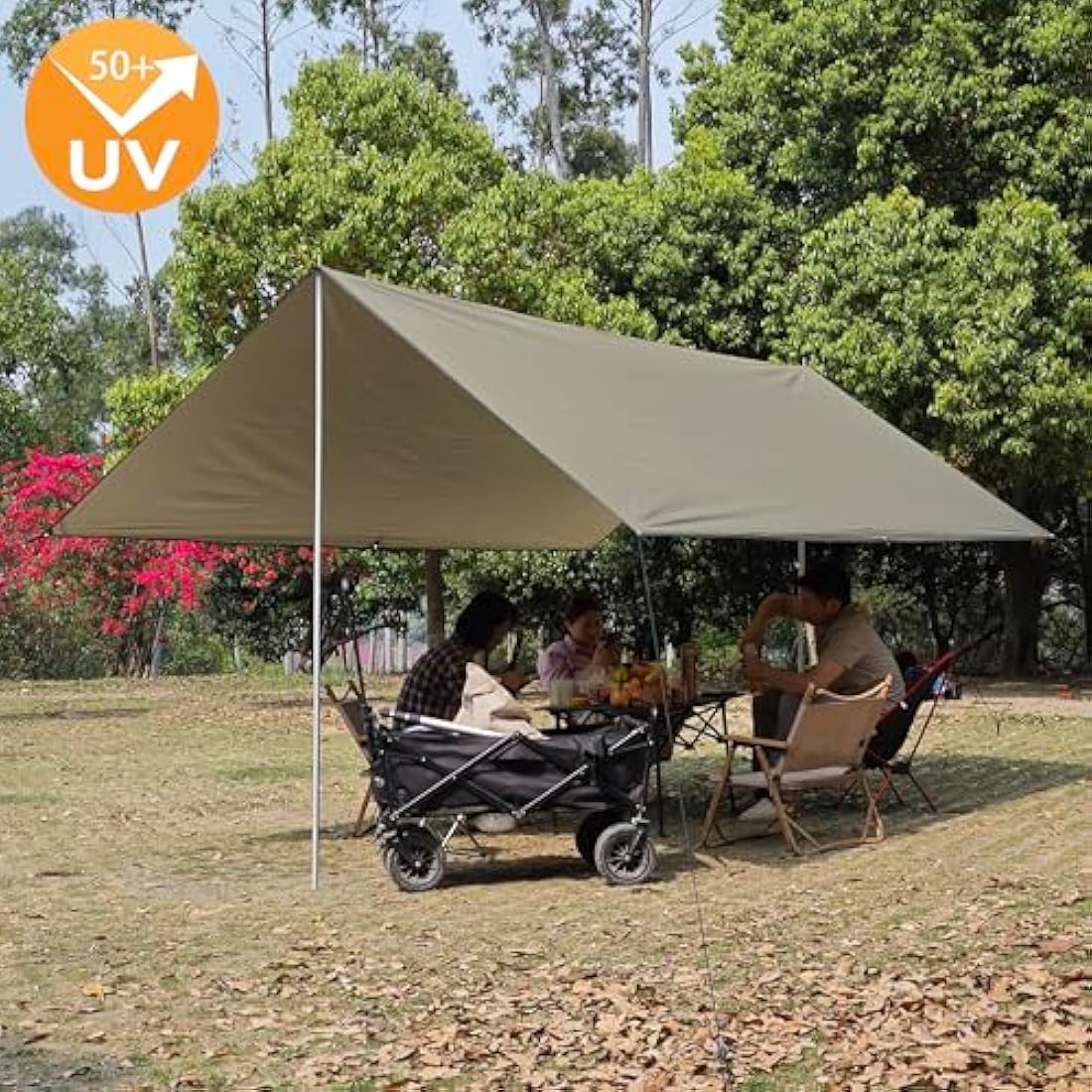 HIDEWALKER Camping Tarp Shelter 3x3m 3x4m 3x5m Lightweight Tent Tarpaulin Waterproof Tent Awning Canopy Basha Sunshade for Hiking Backpacking (Olive Green, 4x4m)